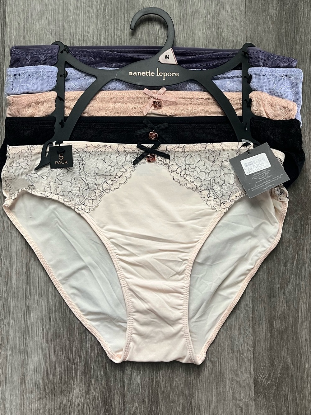 NWT Five Pair Women's Medium Nanette Lepore Bikini Panties Lace Trim